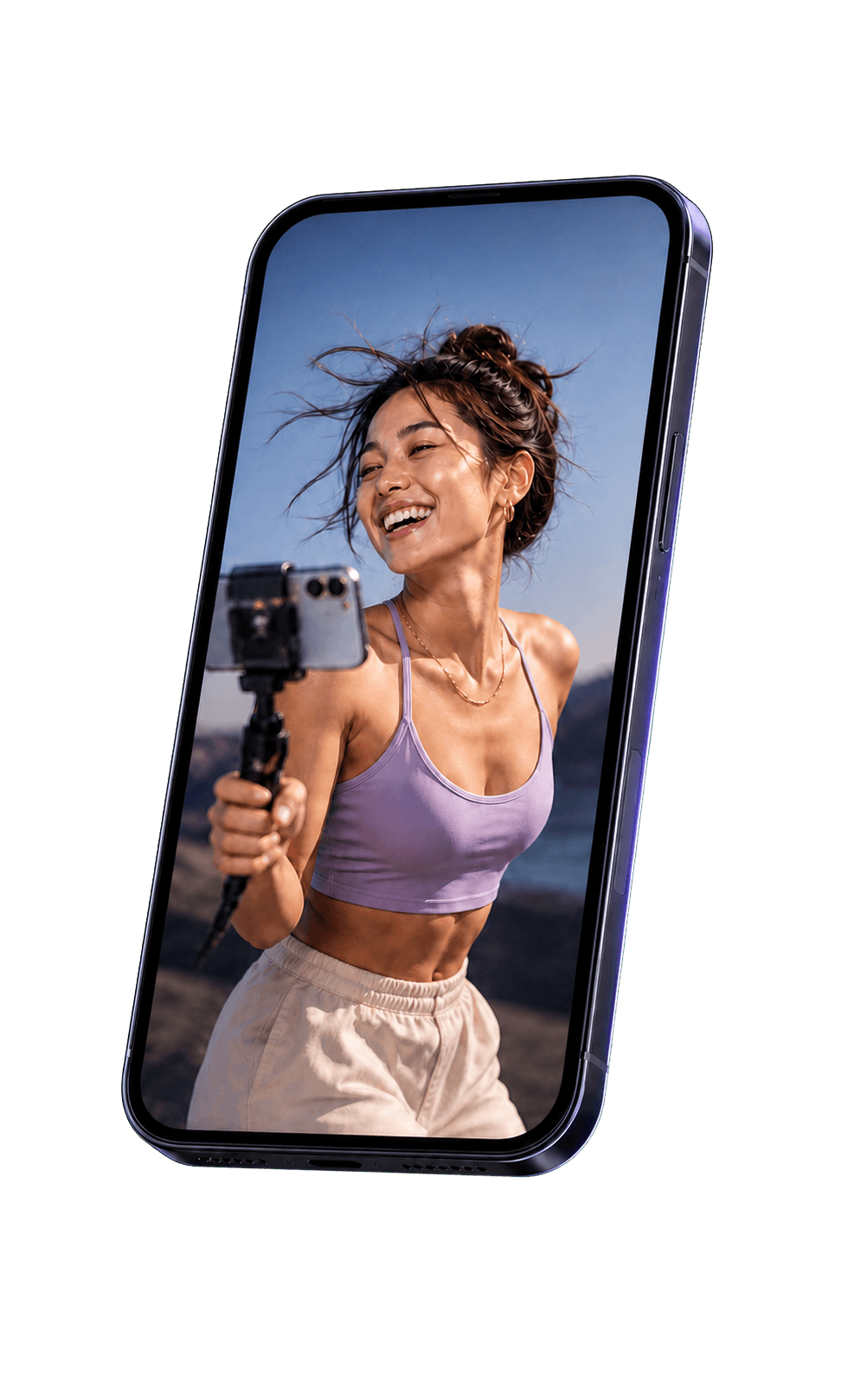 Creator filming a wellness video on a smartphone